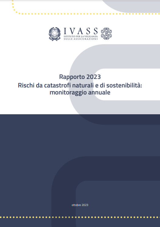 Copertina Rapporto 2023 Rischi da catastrofi naturali e di sostenibilità: monitoraggio annuale