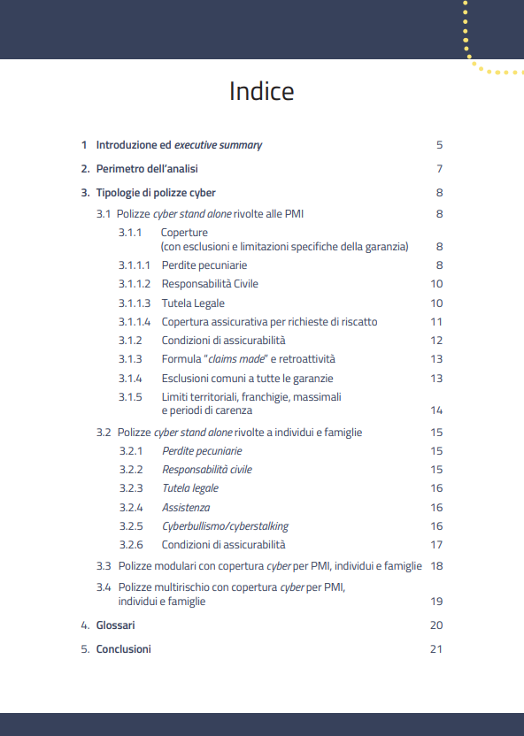 Indice - Indagine sulle polizze a copertura del cyber risk